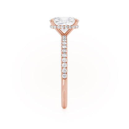 Elongated Cushion Hidden Halo & Pave Lab Grown Diamond Engagement Ring