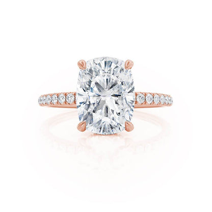 Elongated Cushion Hidden Halo & Pave Lab Grown Diamond Engagement Ring