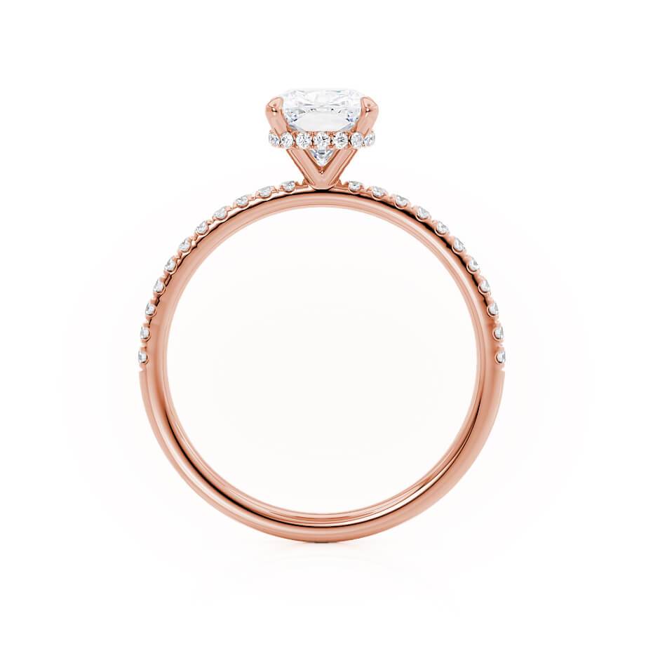 Elongated Cushion Hidden Halo & Pave Lab Grown Diamond Engagement Ring