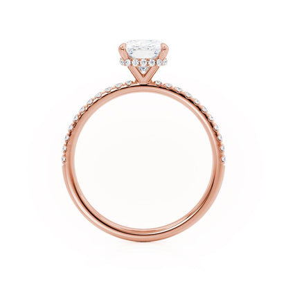Elongated Cushion Hidden Halo & Pave Lab Grown Diamond Engagement Ring