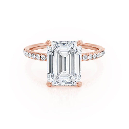 Emerald Hidden Halo & Pave Lab Grown Diamond Engagement Ring