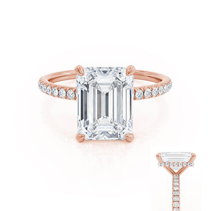 Emerald Hidden Halo & Pave Lab Grown Diamond Engagement Ring