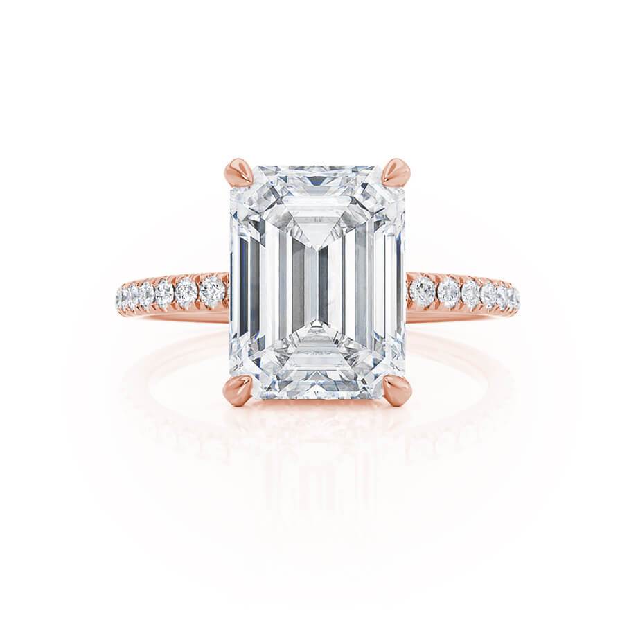 Emerald Hidden Halo & Pave Lab Grown Diamond Engagement Ring