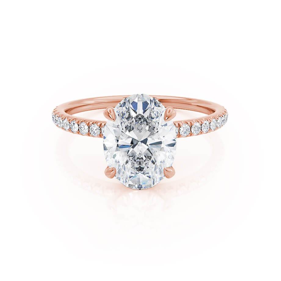 Oval Hidden Halo & Pave Lab Grown Diamond Engagement Ring