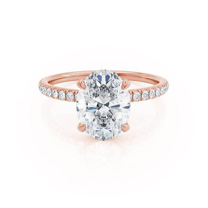 Oval Hidden Halo & Pave Lab Grown Diamond Engagement Ring