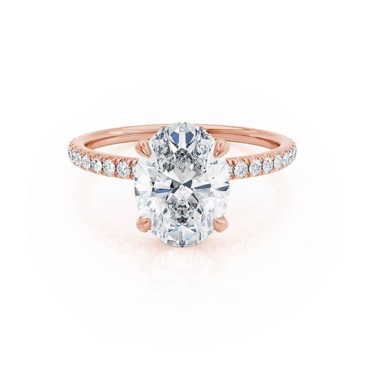Oval Hidden Halo & Pave Lab Grown Diamond Engagement Ring