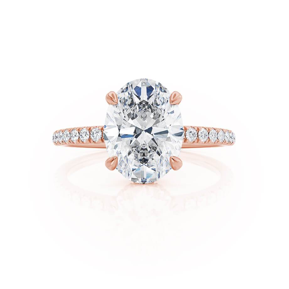 Oval Hidden Halo & Pave Lab Grown Diamond Engagement Ring