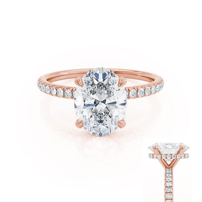Oval Hidden Halo & Pave Lab Grown Diamond Engagement Ring