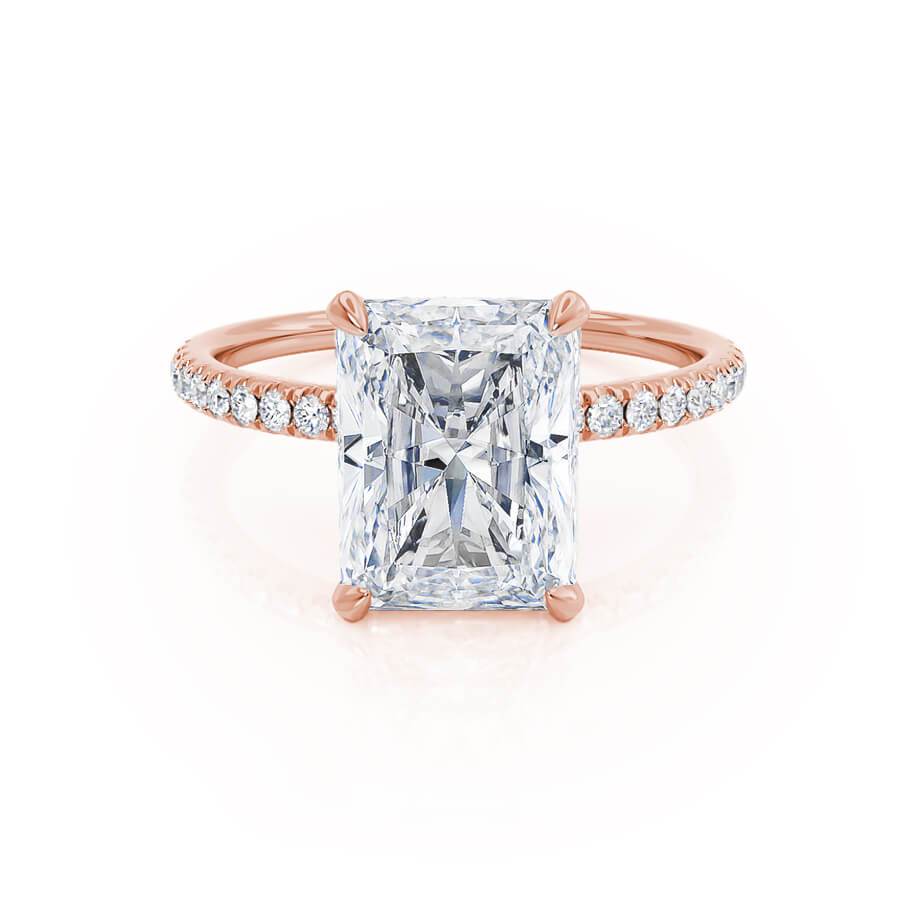 Radiant Hidden Halo & Pave Lab Grown Diamond Engagement Ring