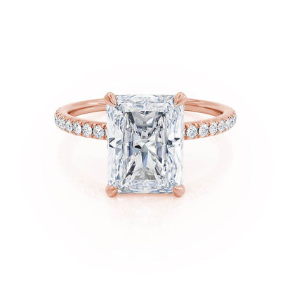 Radiant Hidden Halo & Pave Lab Grown Diamond Engagement Ring