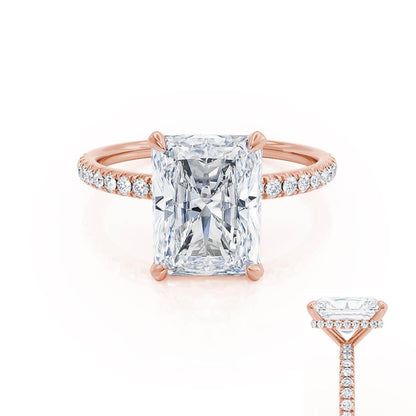Radiant Hidden Halo & Pave Lab Grown Diamond Engagement Ring