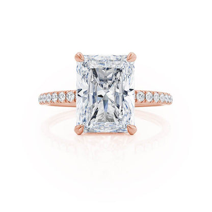 Radiant Hidden Halo & Pave Lab Grown Diamond Engagement Ring