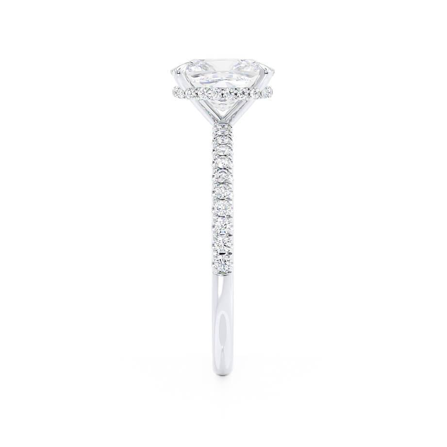 Elongated Cushion Hidden Halo & Pave Lab Grown Diamond Engagement Ring