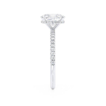 Elongated Cushion Hidden Halo & Pave Lab Grown Diamond Engagement Ring