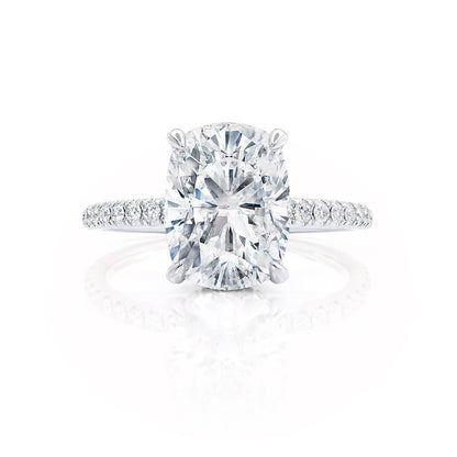 Elongated Cushion Hidden Halo & Pave Lab Grown Diamond Engagement Ring