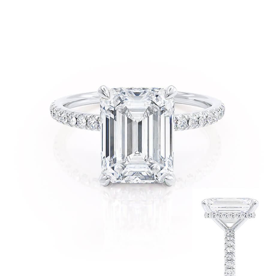 Emerald Pave Lab Grown Diamond Engagement Ring