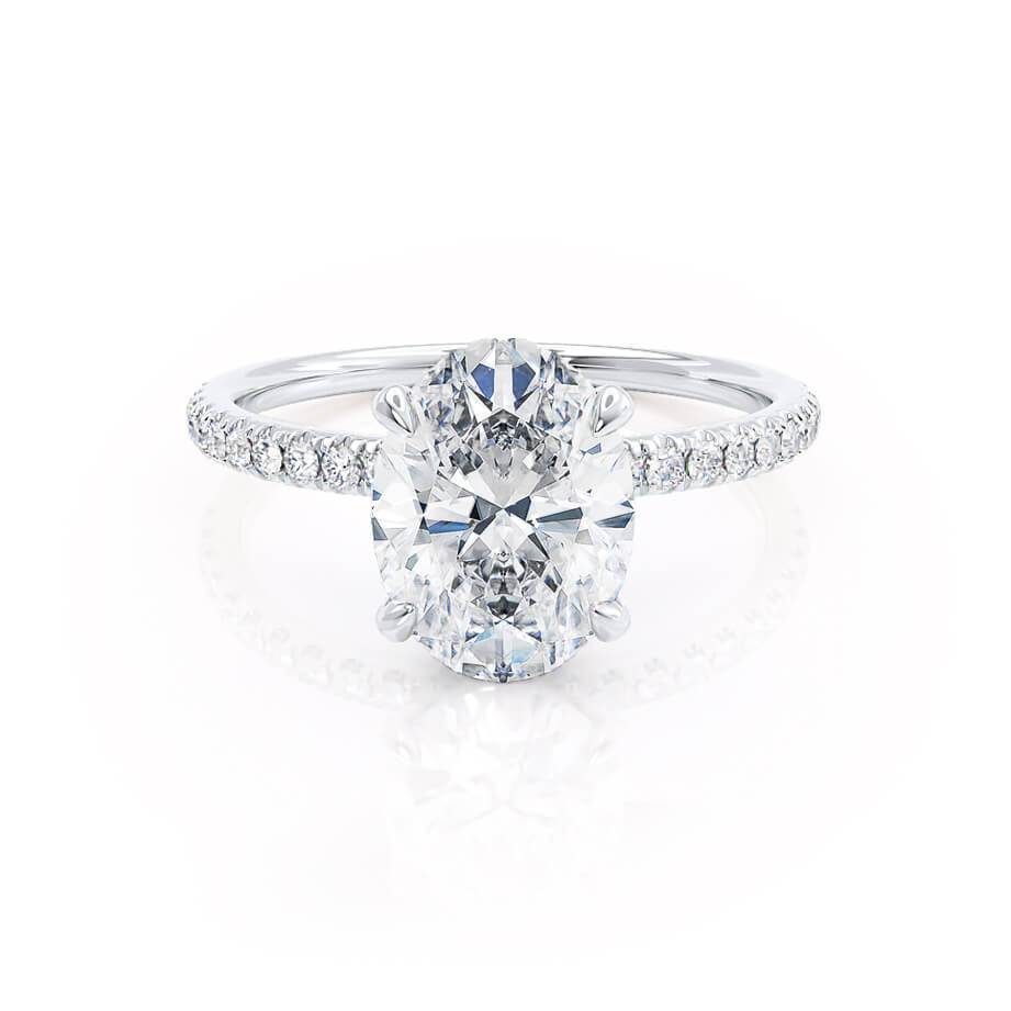 Oval Hidden Halo & Pave Lab Grown Diamond Engagement Ring
