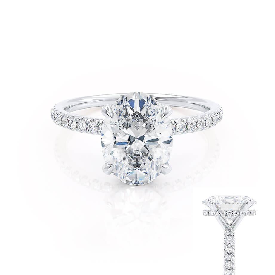 Oval Hidden Halo & Pave Lab Grown Diamond Engagement Ring