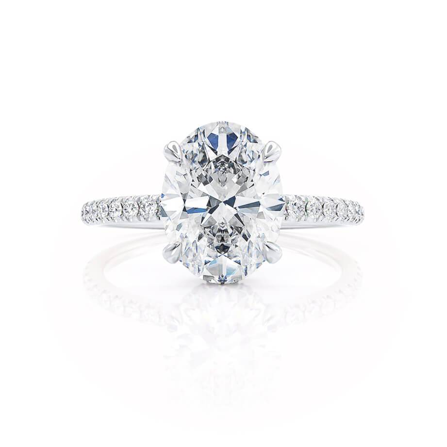 1.50 CT Oval Shaped Hidden Halo Moissanite Engagement Ring 4