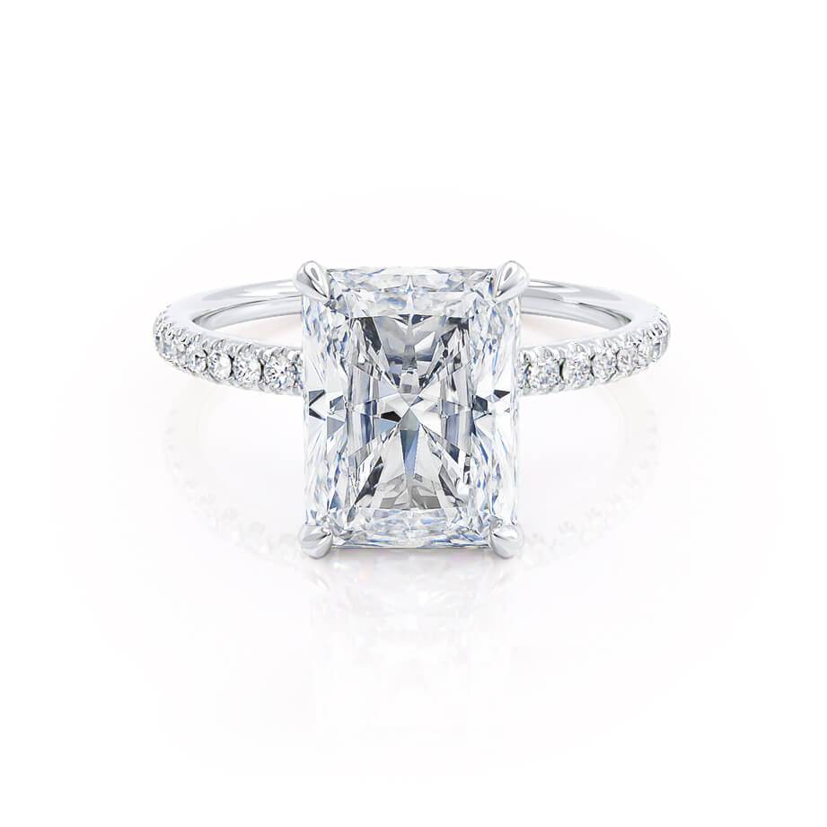 Radiant Hidden Halo & Pave Lab Grown Diamond Engagement Ring