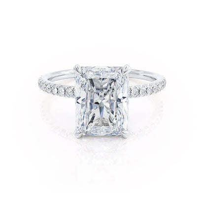 Radiant Hidden Halo & Pave Lab Grown Diamond Engagement Ring