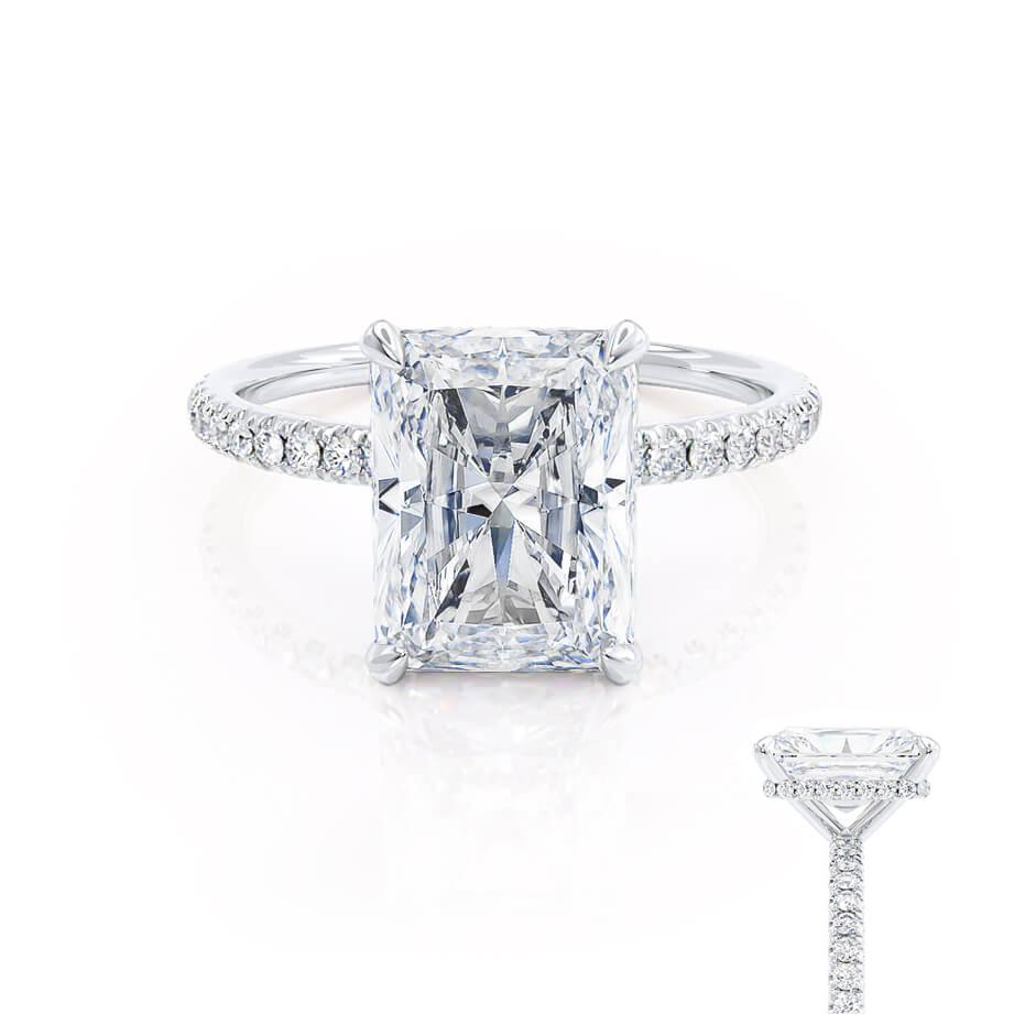 Radiant Hidden Halo & Pave Lab Grown Diamond Engagement Ring