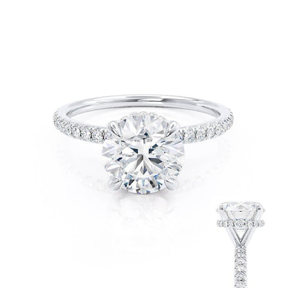 Round Hidden Halo & Pave Lab Grown Diamond Engagement Ring
