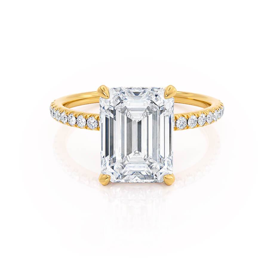Emerald Hidden Halo & Pave Lab Grown Diamond Engagement Ring
