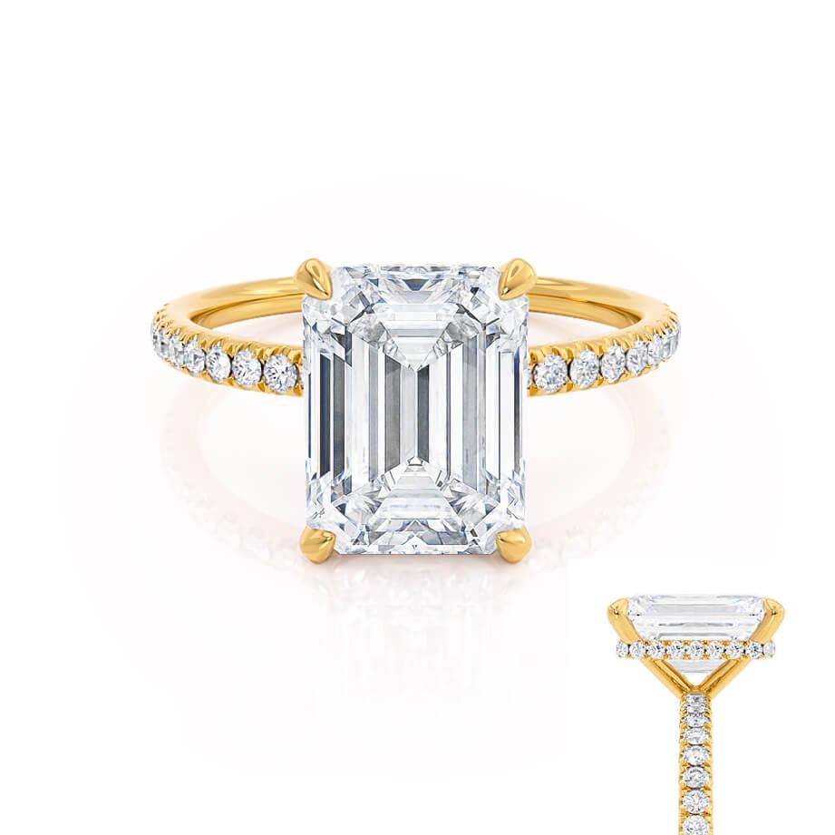Emerald Hidden Halo & Pave Lab Grown Diamond Engagement Ring