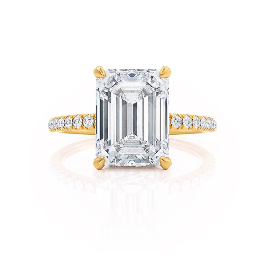Emerald Hidden Halo & Pave Lab Grown Diamond Engagement Ring