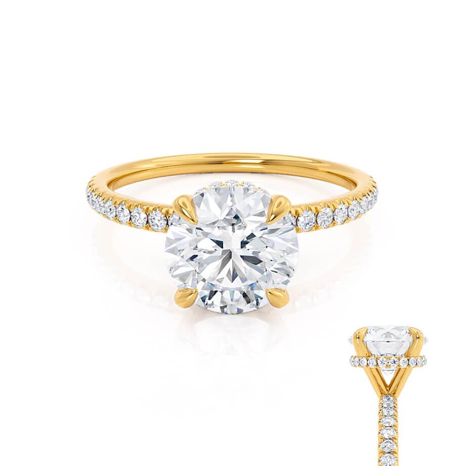 Round Pave Lab Grown Diamond Engagement Ring
