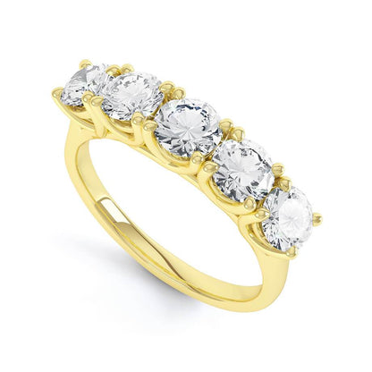 1.25 TCW Round Shaped Moissanite 5 Stones Wedding Band 2
