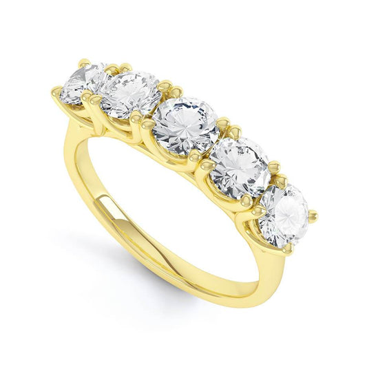 1.25 TCW Round Shaped Moissanite 5 Stones Wedding Band 2