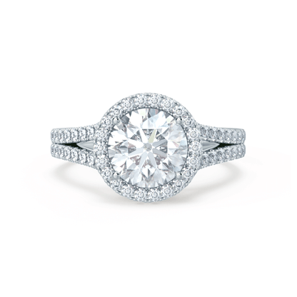 Round Halo, Pave & Split Shank  Lab Grown Diamond Engagement Ring