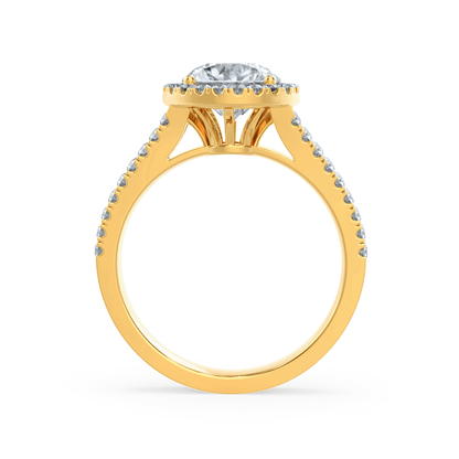 Round Halo & Pave Split Shank Lab Grown Diamond Engagement Ring