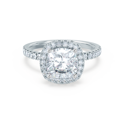 1.30 CT Cushion Shaped Moissanite Halo & Hidden Halo Engagement Ring 4