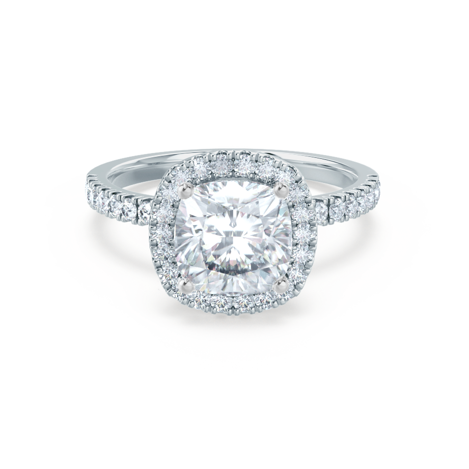 Cushion Halo & Pave Lab Grown Diamond Engagement Ring