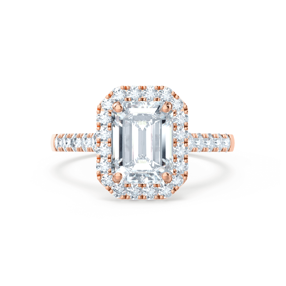 1.01 CT Emerald Shaped Moissanite Halo Style Engagement Ring 4