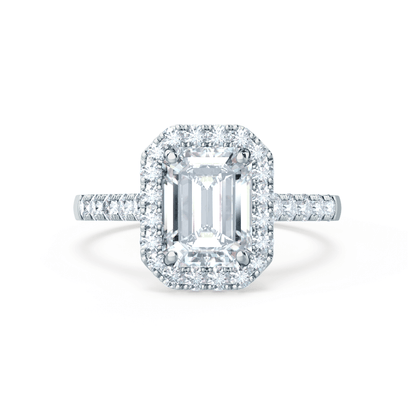 1.01 CT Emerald Shaped Moissanite Halo Style Engagement Ring 4
