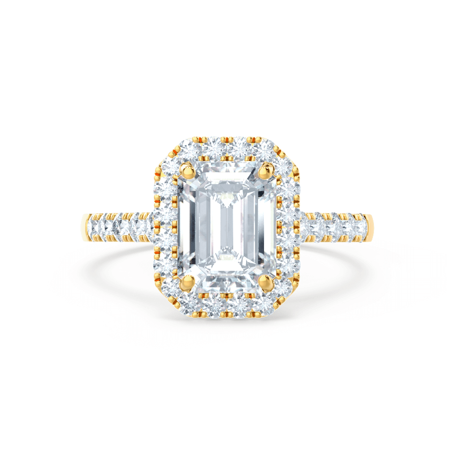 1.01 CT Emerald Shaped Moissanite Halo Style Engagement Ring 5