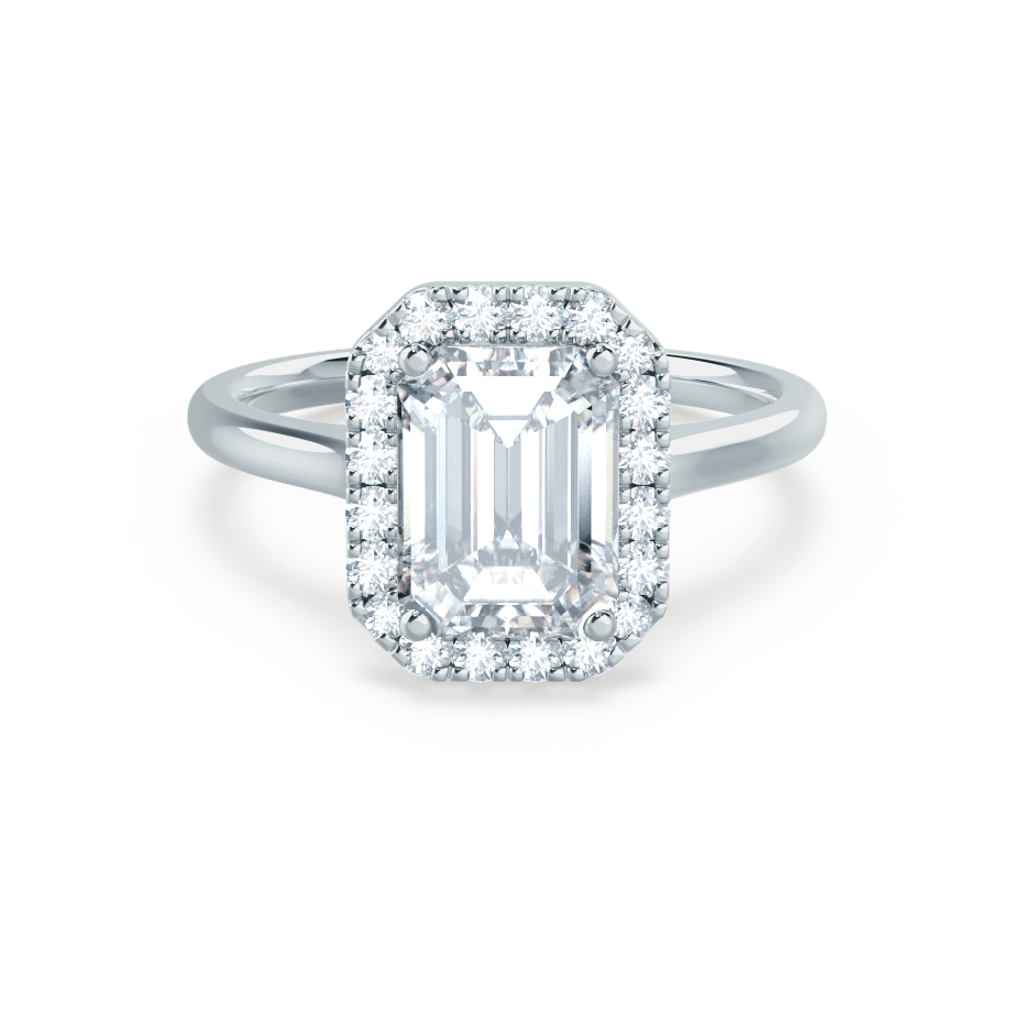 1.75 CT Emerald Shaped Halo Style Moissanite Engagement Ring 1