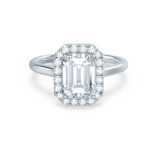 1.75 CT Emerald Shaped Halo Style Moissanite Engagement Ring 1
