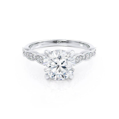Round Pave Lab Grown Diamond Engagement Ring