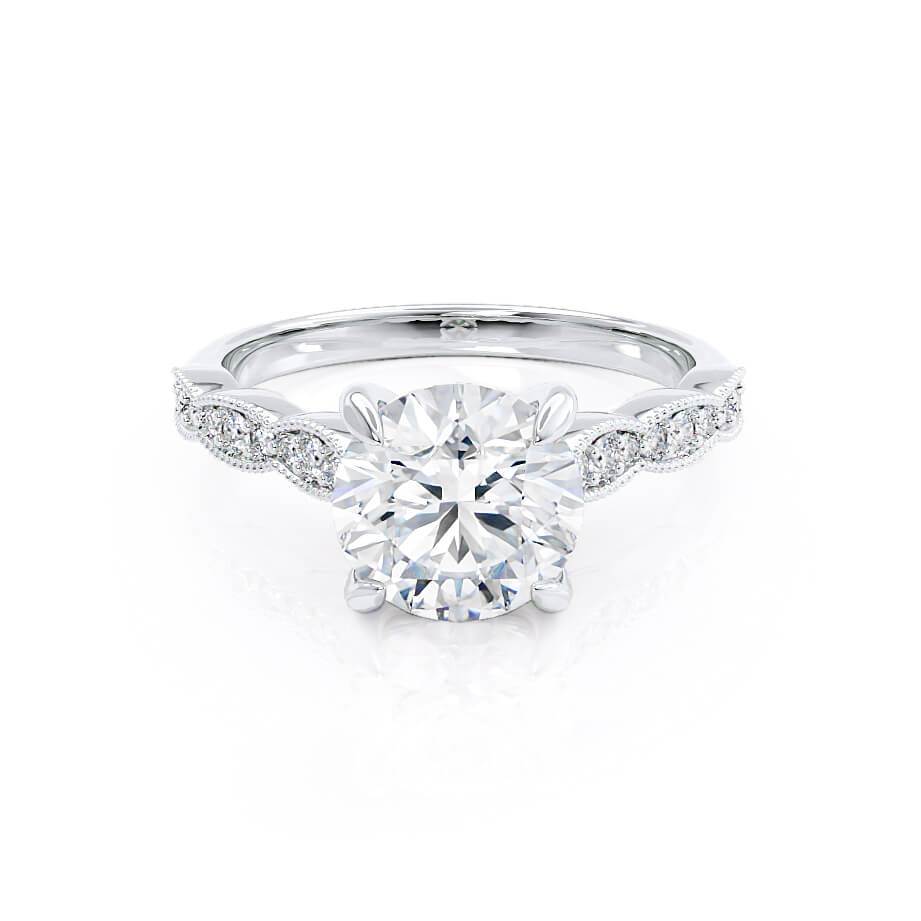 Round Pave Lab Grown Diamond Engagement Ring