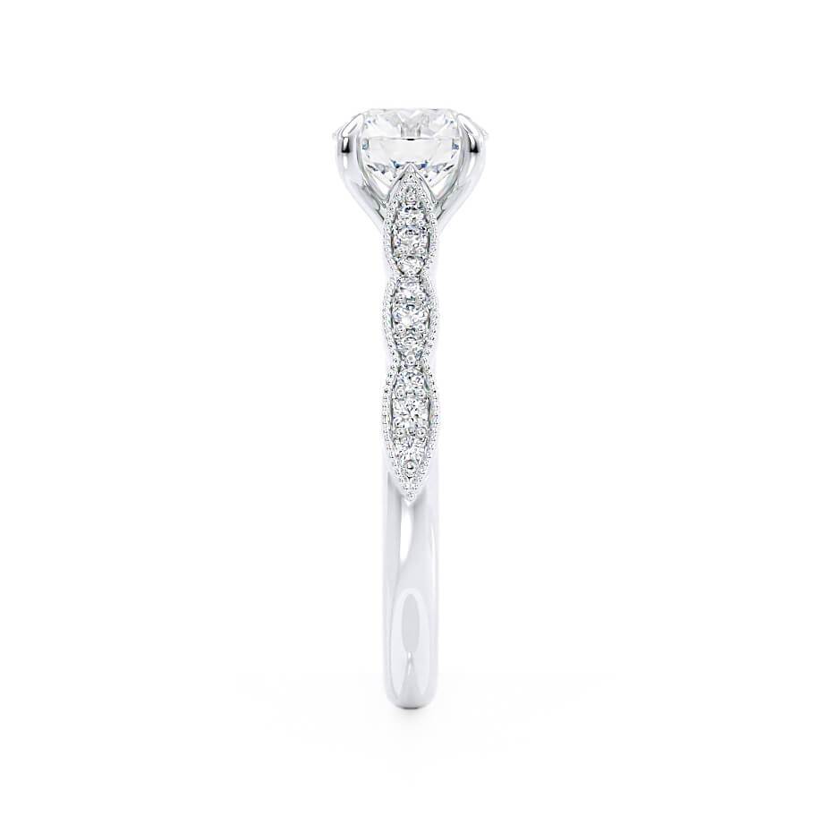 1.0 CT Round Shaped Moissanite Solitaire Pave Style Engagement Ring 3