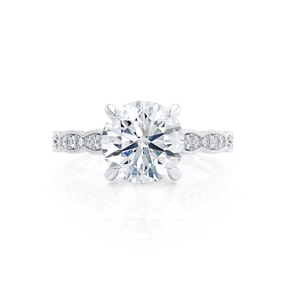 Round Pave Lab Grown Diamond Engagement Ring