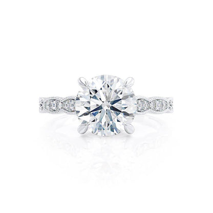 Round Pave Lab Grown Diamond Engagement Ring