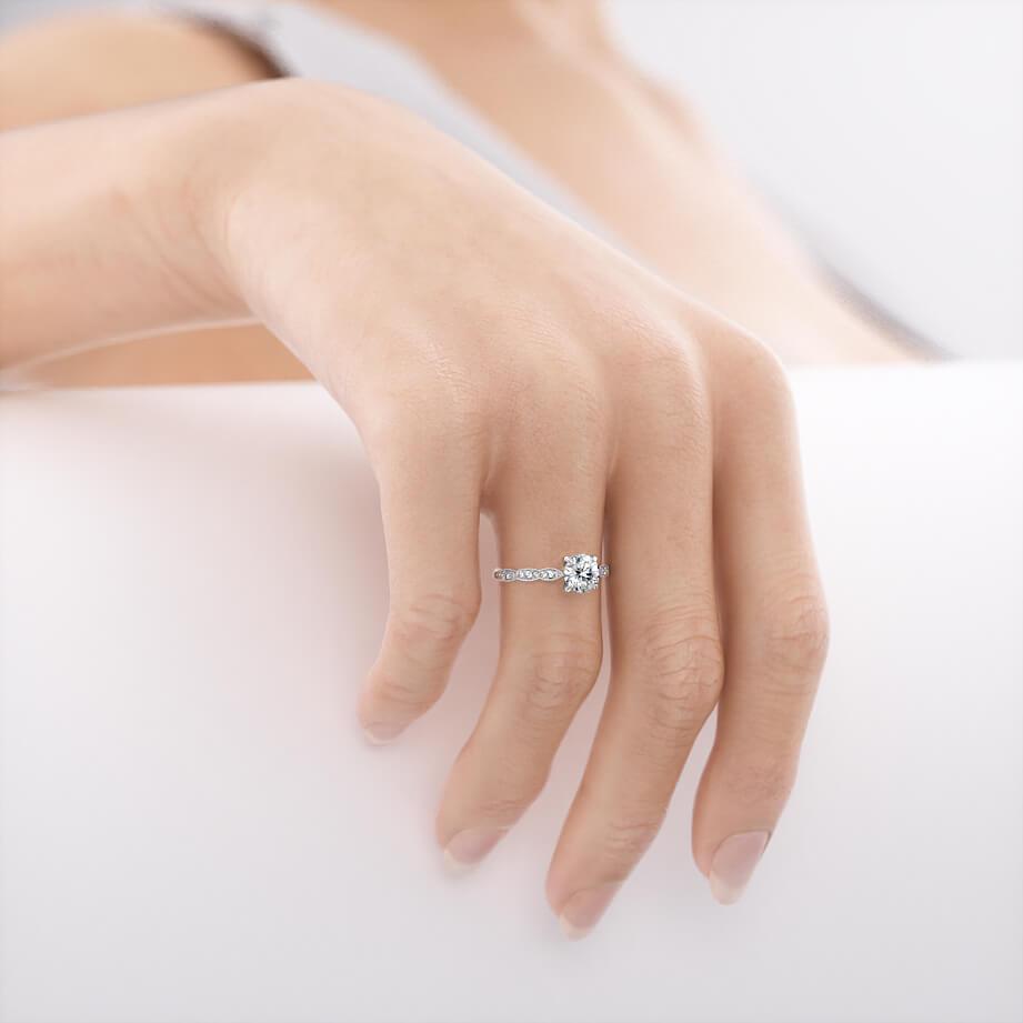 Round Pave Lab Grown Diamond Engagement Ring