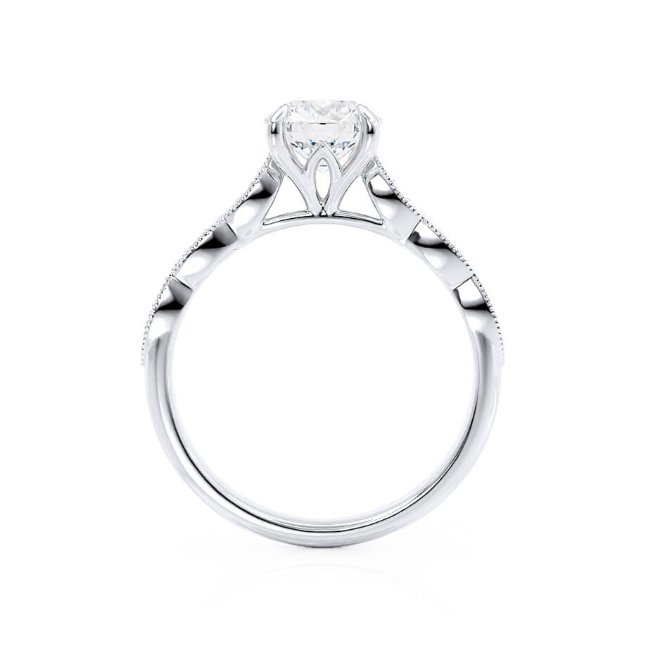 1.0 CT Round Shaped Moissanite Solitaire Pave Style Engagement Ring 6
