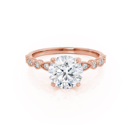 1.0 CT Round Shaped Moissanite Solitaire Pave Style Engagement Ring 2